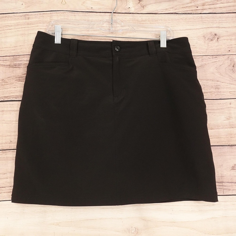 Eddie Bauer Skort Skirt Womens 10 Black Athletic Stretch Lined Pockets Hiking